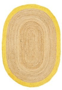 Agra Jüt Yellow Oval El Dokuma Halısı