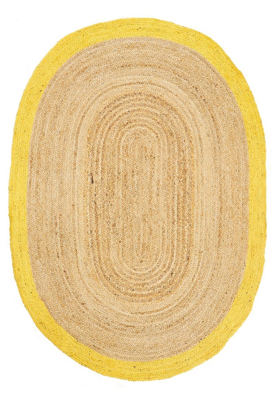 Agra Jüt Yellow Oval El Dokuma Halısı 120X180
