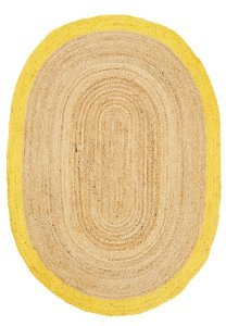 Agra Jüt Yellow Oval El Dokuma Halısı 120X180