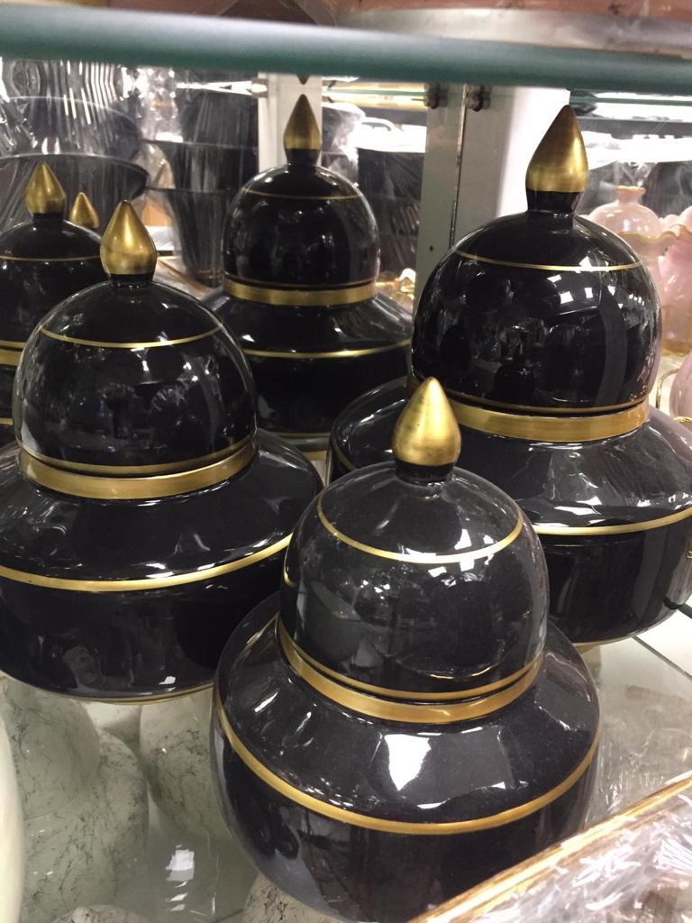 Basık Küp 3'Lü Dekoratif Küp Seti - Siyah Altın