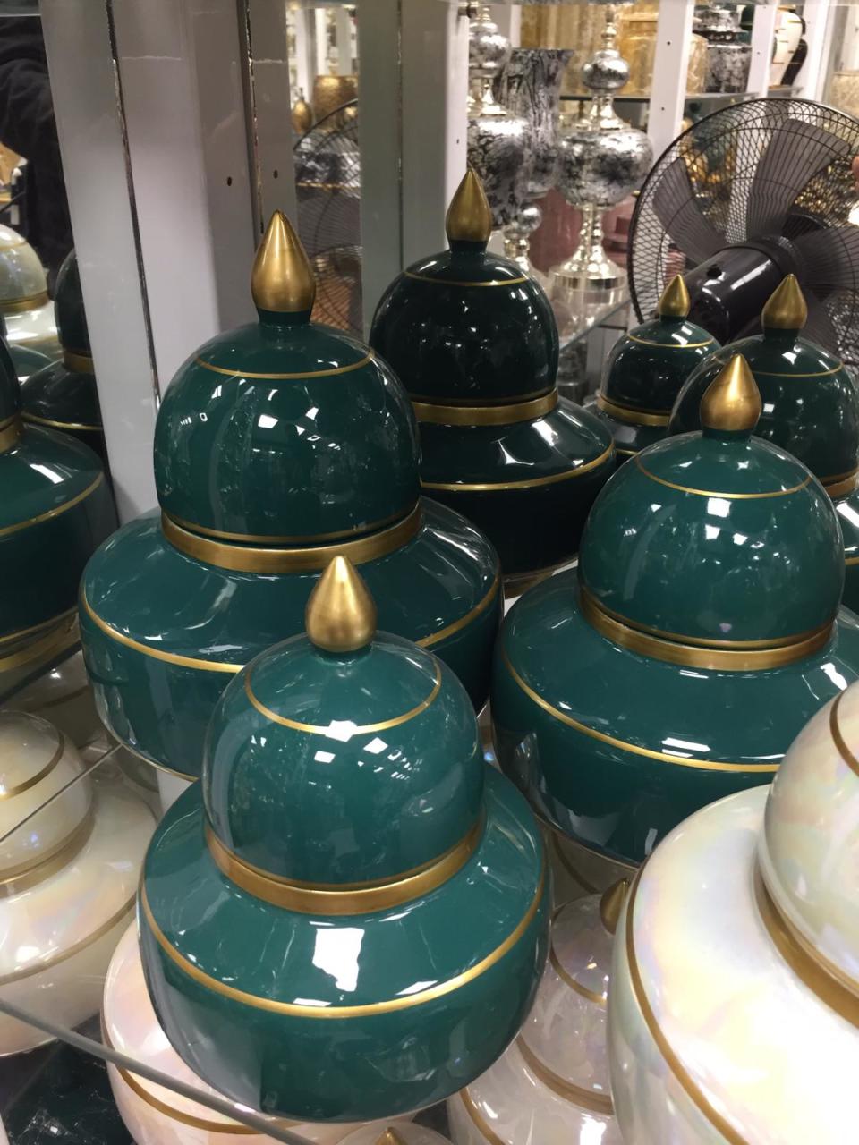 Basık Küp 3'Lü Dekoratif Küp Seti - Yeşil Altın