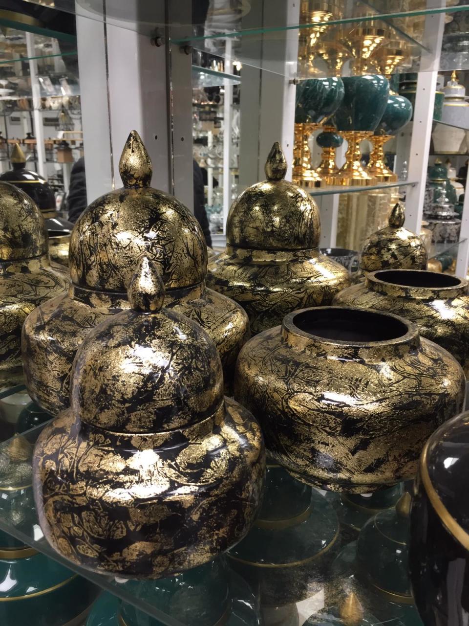 Basık Küp 3'Lü Dekoratif Küp Seti - Siyah Altın