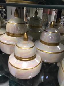 Basık Küp 3'Lü Dekoratif Küp Seti - Beyaz Altın