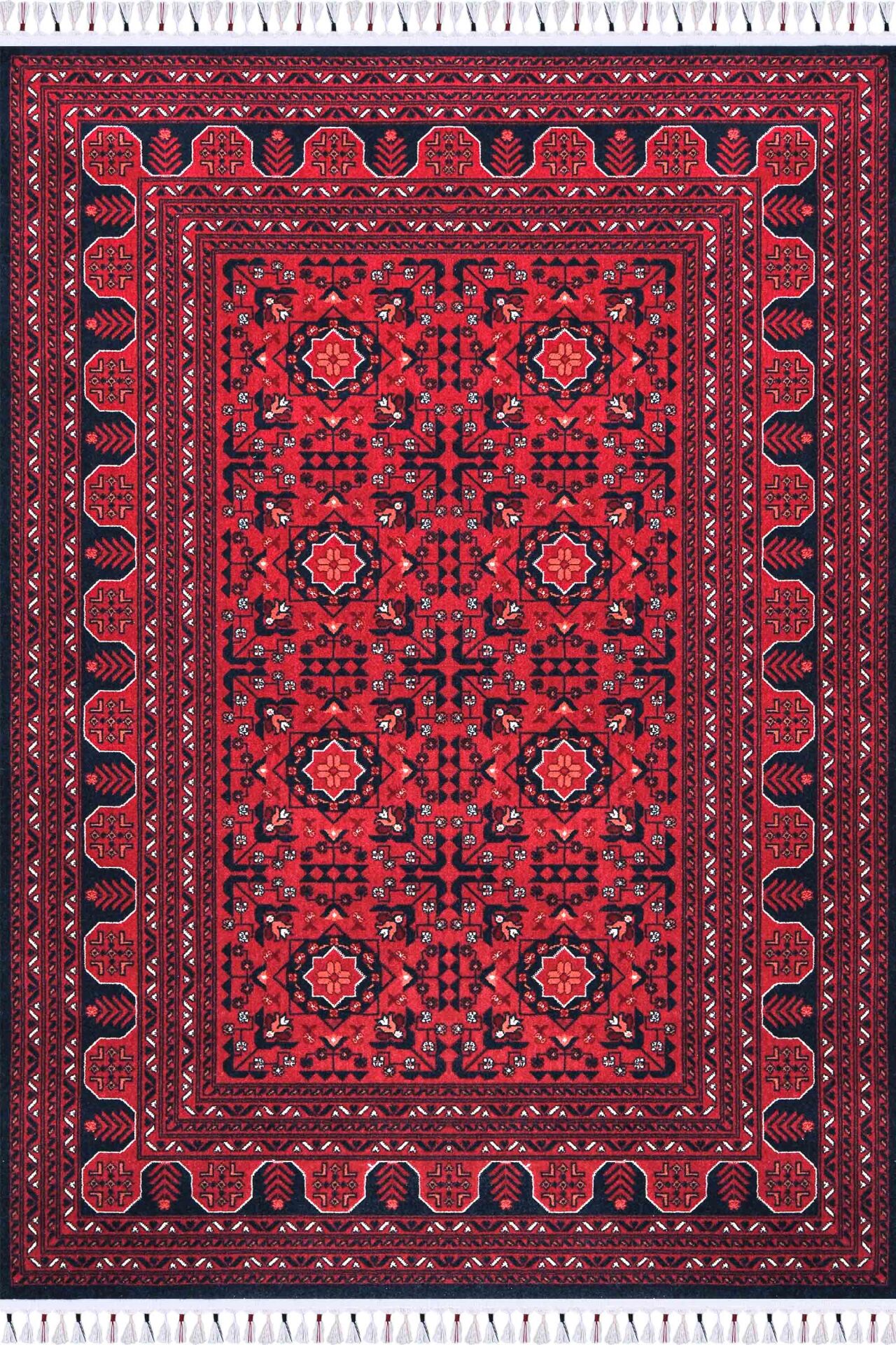 Bahariye Halı İnci Afgan Desen Yün Halı İN01