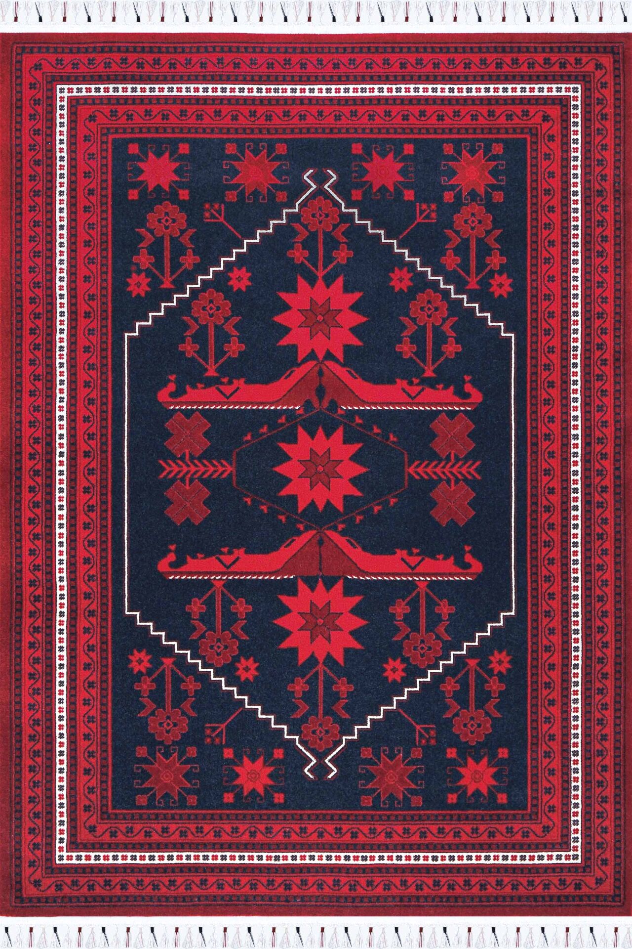 Bahariye Halı İnci Afgan Desen Yün Halı İN02