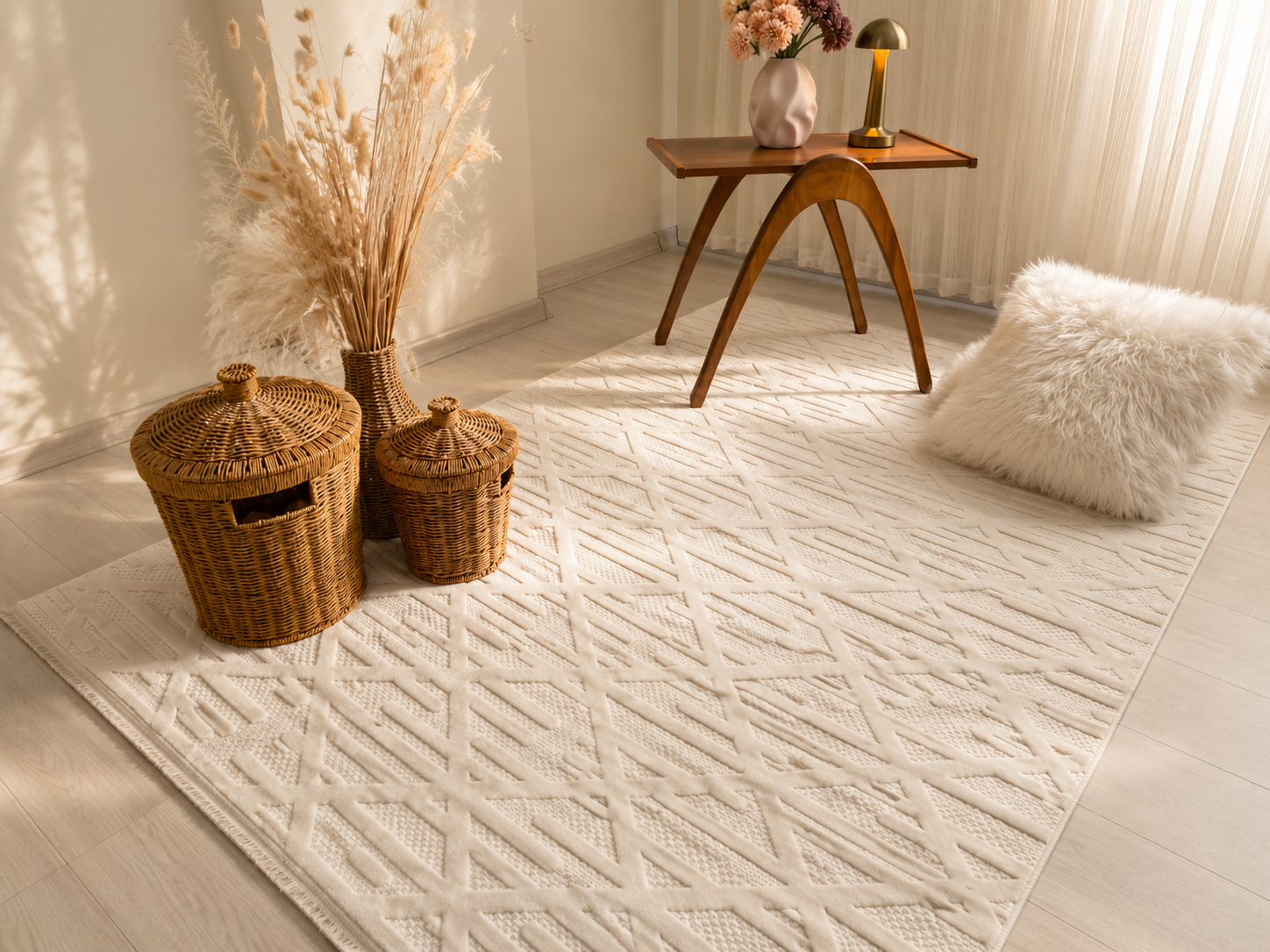 Halisaticisi Art Yıkanabilir Halı Krem