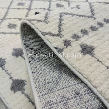 Melidia Halı Mono Özel Ebat Kesme Halı 1551A-BEYAZ-GRİ 100 cm