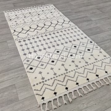 Melidia Halı Mono Özel Ebat Kesme Halı 1551A-BEYAZ-GRİ