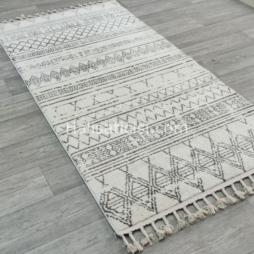 Melidia Halı Mono Özel Ebat Kesme Halı 552A-BEYAZ-VIZON 100 cm
