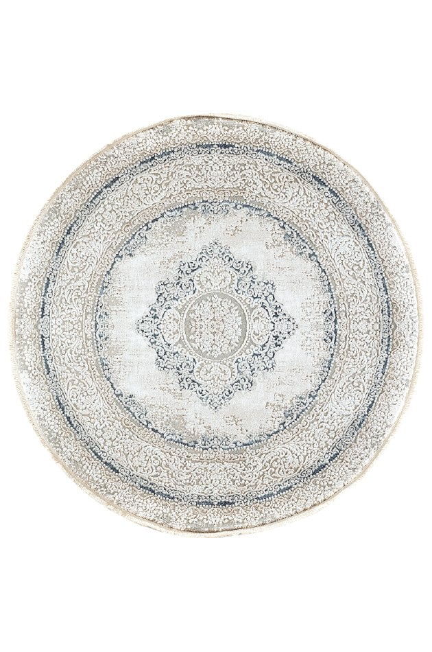 Bahariye Halı Ezgi 5664 BEYAZ MAVİ DAİRE