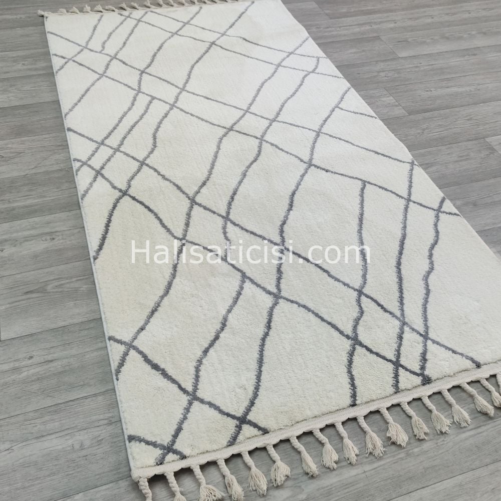 Melidia Halı Mono Özel Ebat Kesme Halı 1553A-BEYAZ-GRİ 100 cm