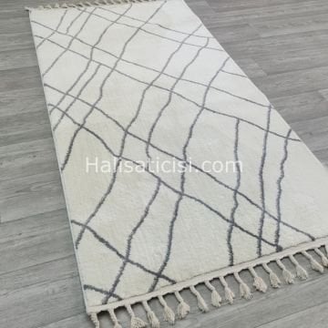 Melidia Halı Mono Özel Ebat Kesme Halı 1553A-BEYAZ-GRİ 100 cm