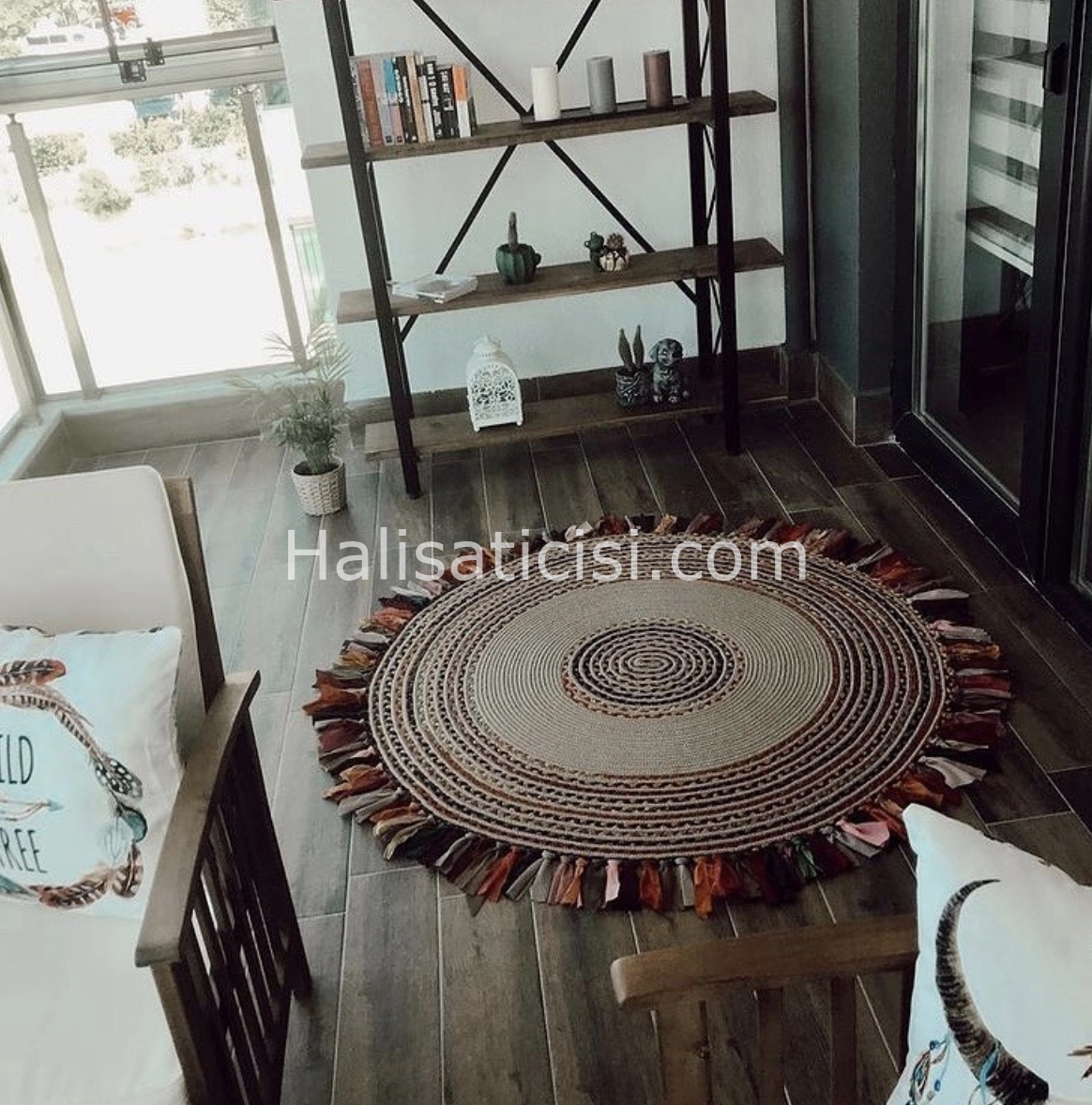 Jüt Halı Doğal El Yapımı Daire Model:412