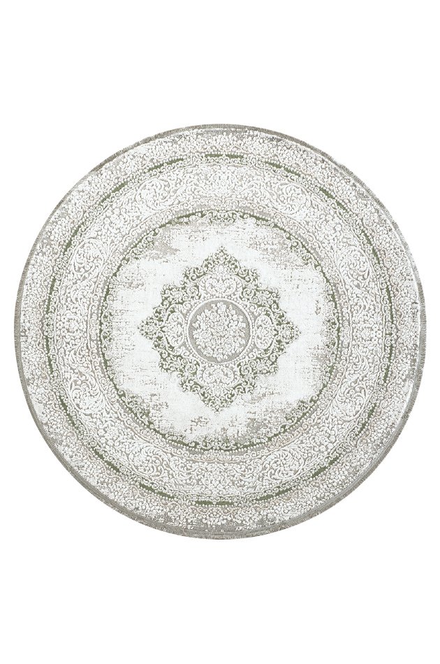 Bahariye Halı Ezgi 5664 BEYAZ YEŞİL DAİRE