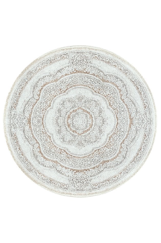 Bahariye Halı Ezgi 5810 BEYAZ KAHVE DAİRE