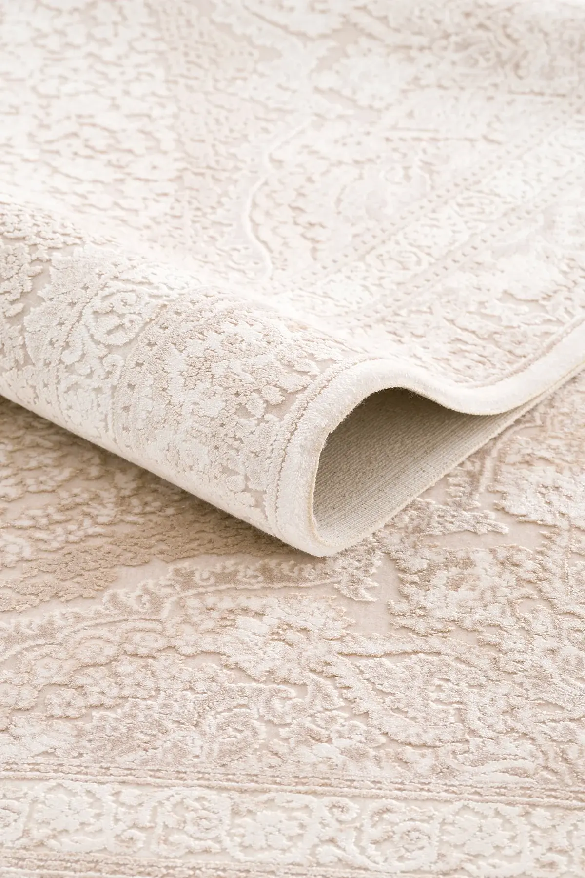 Koza Halı Nazende 70 Tarak Viscon Salon Halısı A3390B Krem Bej