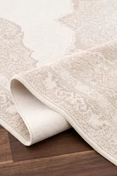 Koza Halı Nazende 70 Tarak Viscon Salon Halısı A3390B Krem Bej