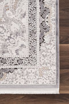 Koza Halı Nazende 70 Tarak Viscon Salon Halısı A3390E Krem Antrasit