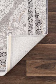 Koza Halı Nazende 70 Tarak Viscon Salon Halısı A3390E Krem Antrasit