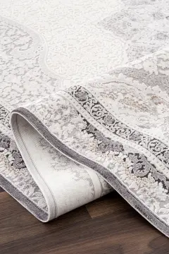 Koza Halı Nazende 70 Tarak Viscon Salon Halısı A3390E Krem Antrasit