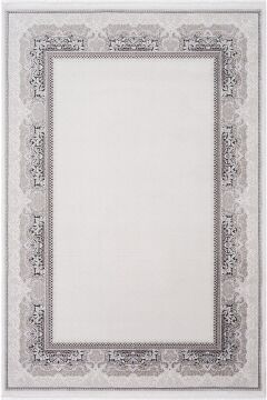 Koza Halı Nazende 70 Tarak Viscon Salon Halısı A3391E Krem Antrasit