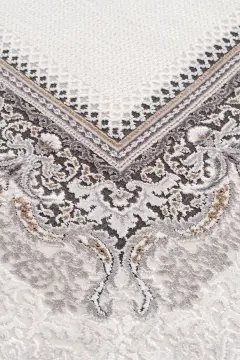 Koza Halı Nazende 70 Tarak Viscon Salon Halısı A3391E Krem Antrasit