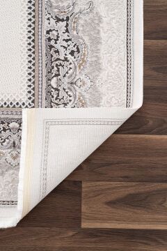 Koza Halı Nazende 70 Tarak Viscon Salon Halısı A3391E Krem Antrasit