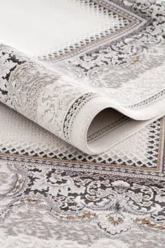 Koza Halı Nazende 70 Tarak Viscon Salon Halısı A3391E Krem Antrasit