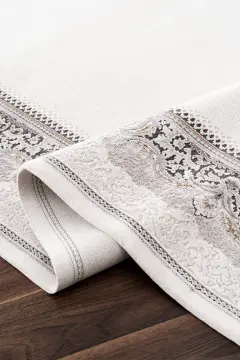 Koza Halı Nazende 70 Tarak Viscon Salon Halısı A3391E Krem Antrasit