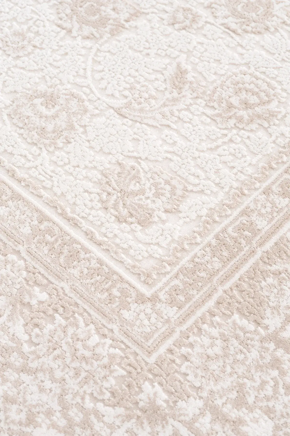 Koza Halı Nazende 70 Tarak Viscon Salon Halısı A3392B Krem Bej