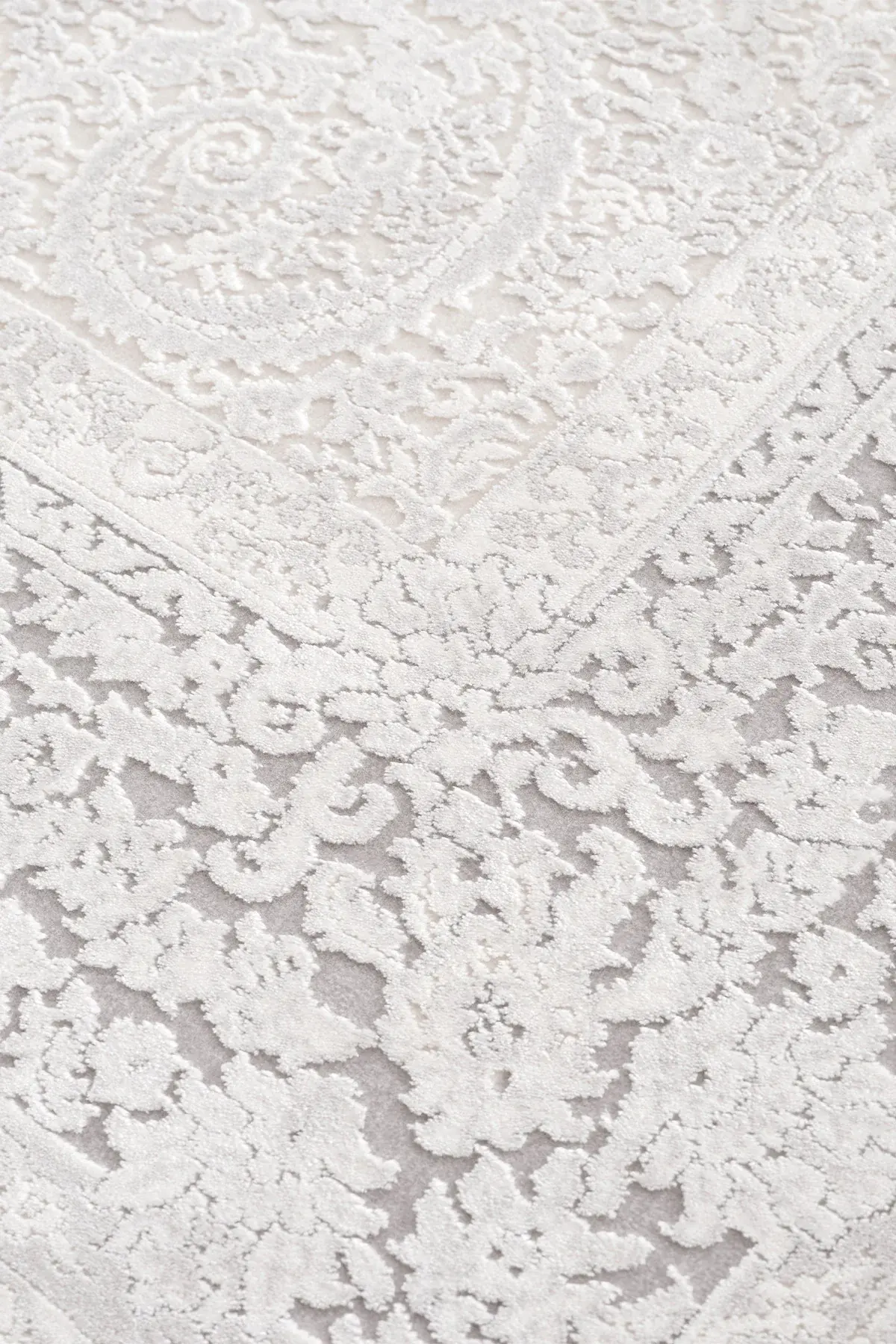 Koza Halı Nazende 70 Tarak Viscon Salon Halısı A3393D Krem Gri