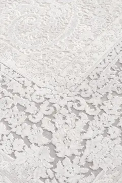 Koza Halı Nazende 70 Tarak Viscon Salon Halısı A3393D Krem Gri