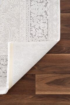 Koza Halı Nazende 70 Tarak Viscon Salon Halısı A3393D Krem Gri