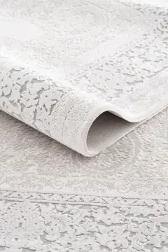 Koza Halı Nazende 70 Tarak Viscon Salon Halısı A3393D Krem Gri