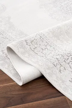 Koza Halı Nazende 70 Tarak Viscon Salon Halısı A3393D Krem Gri