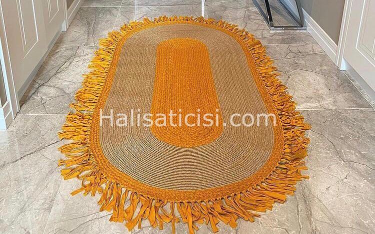 Jüt Halı Doğal El Yapımı Oval Model:630 120X180