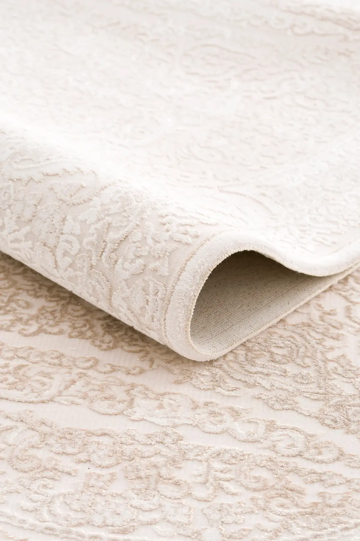 Koza Halı Nazende 70 Tarak Viscon Salon Halısı A3394B Krem Bej