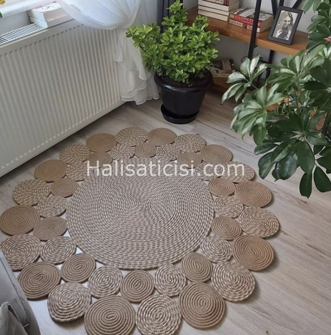 Jüt Halı Doğal El Yapımı Daire Model:308