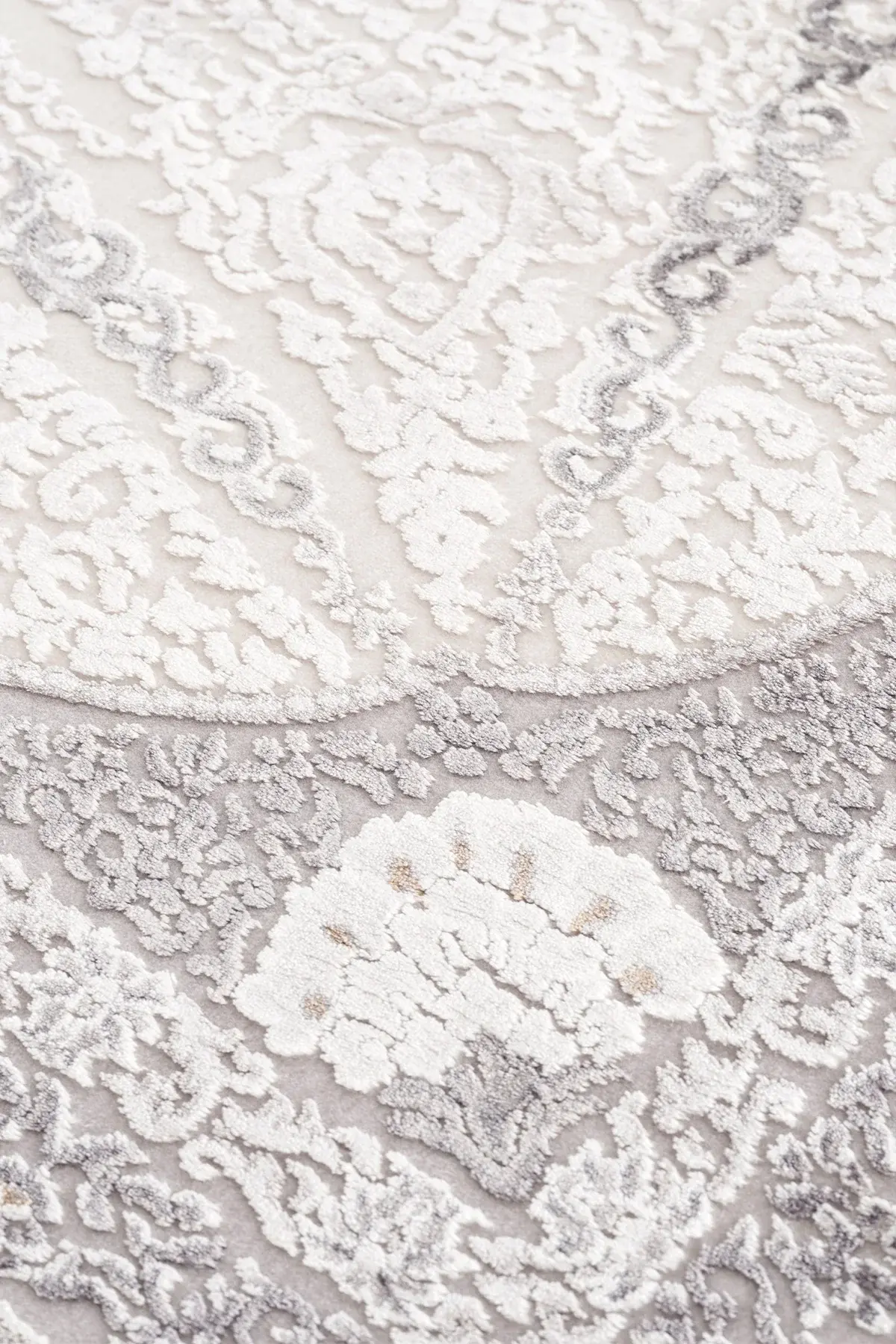 Koza Halı Nazende 70 Tarak Viscon Salon Halısı A3394D Krem Gri