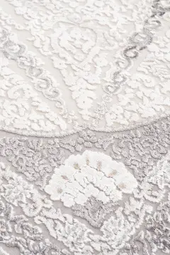 Koza Halı Nazende 70 Tarak Viscon Salon Halısı A3394D Krem Gri