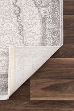 Koza Halı Nazende 70 Tarak Viscon Salon Halısı A3394D Krem Gri