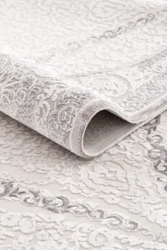 Koza Halı Nazende 70 Tarak Viscon Salon Halısı A3394D Krem Gri