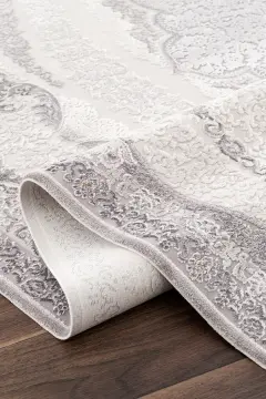 Koza Halı Nazende 70 Tarak Viscon Salon Halısı A3394D Krem Gri