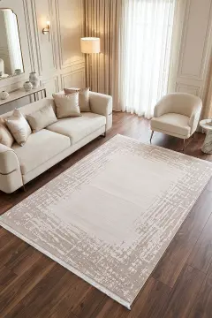 Koza Halı Nazende 70 Tarak Viscon Salon Halısı A3395B Krem Bej
