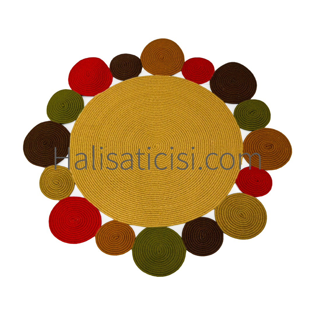 Jüt Halı Doğal El Yapımı Daire Model:415