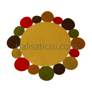 Jüt Halı Doğal El Yapımı Daire Model:415