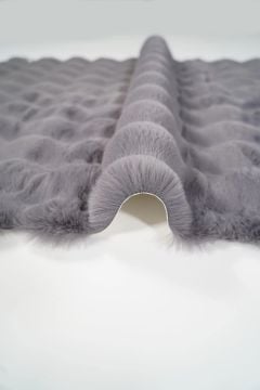 Prizma Halı Bubble Peluş Halı Füme Düz Kesim