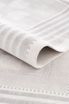 Koza Halı Nazende 70 Tarak Viscon Salon Halısı A3397D Krem Gri