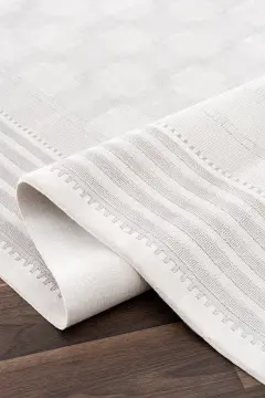 Koza Halı Nazende 70 Tarak Viscon Salon Halısı A3397D Krem Gri