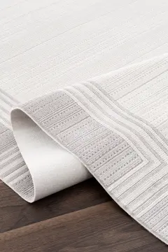 Koza Halı Nazende 70 Tarak Viscon Salon Halısı A3398D Krem Gri